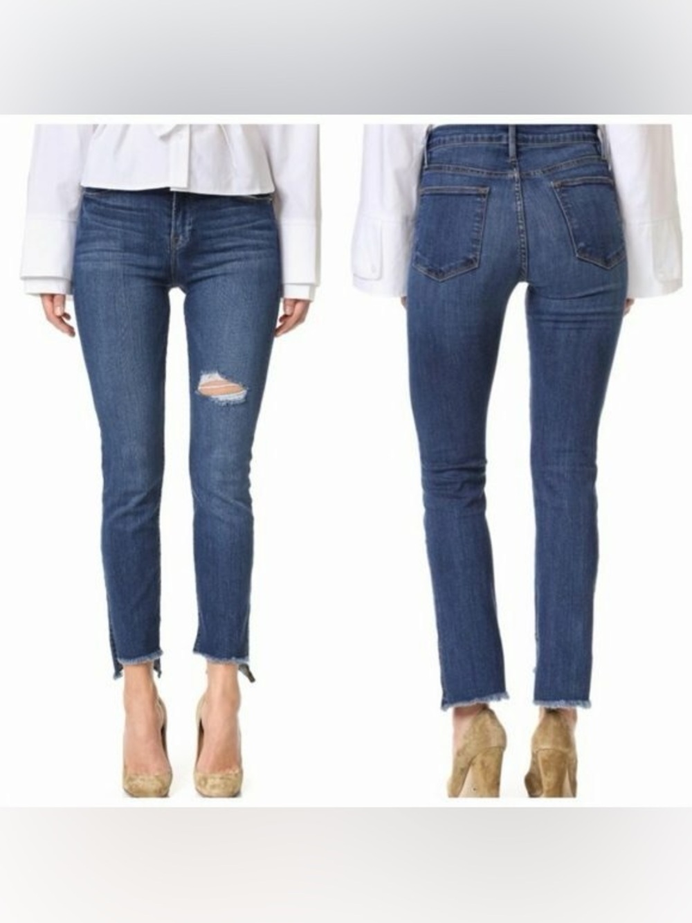 Frame Le High Staight Step Hem denim Medium Blue High-Rise Jeans Size 29